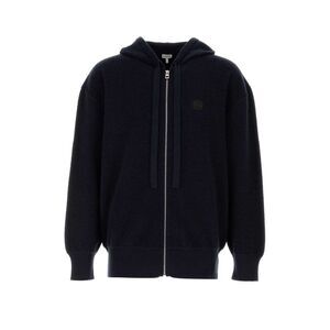 Loewe Men Navy Blue Wool Cardigan